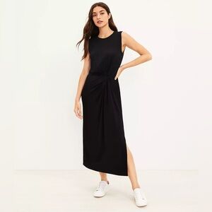 Lou & Grey Black Maxi Side Slit ShirtDress Size Small